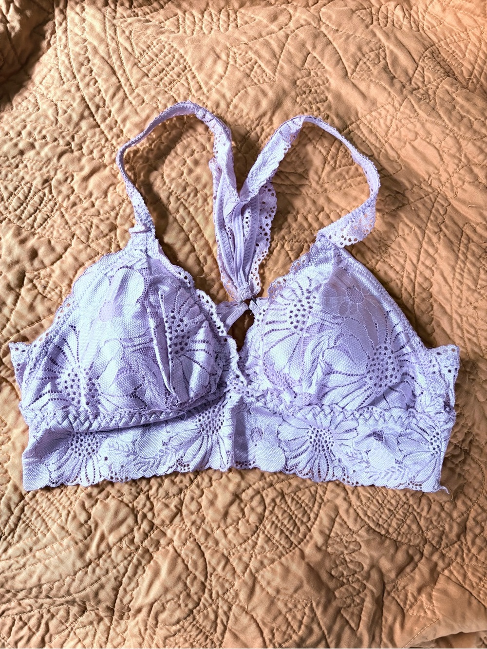 aerie Lilac Floral Lace Bralette with Racerback